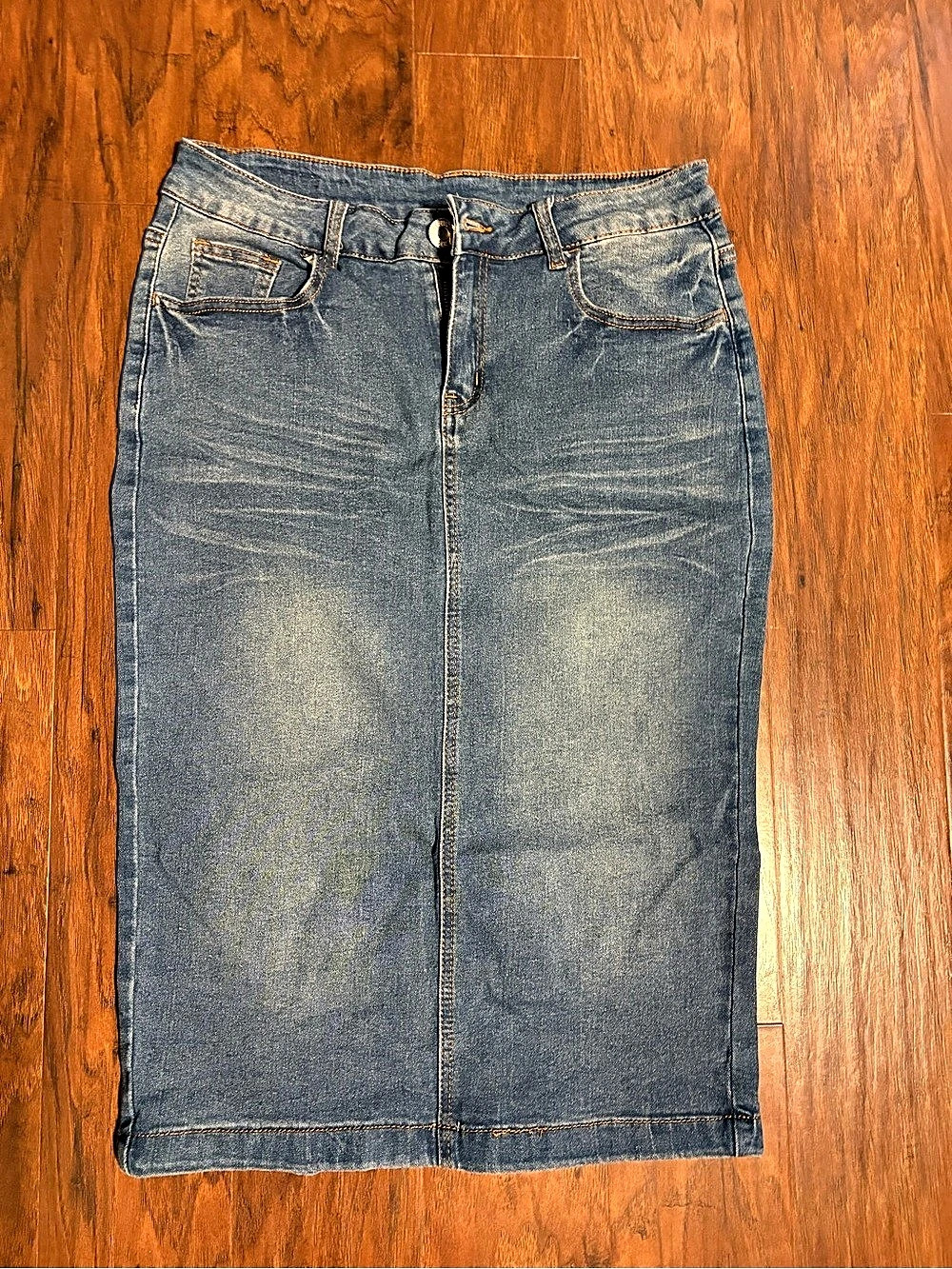 W Denim Pencil Skirt in Blue